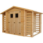 Abri de jardin en bois et range bches extrieur - stockage extrieur i206xl328xh218 cm / 3, 53 + 0, ...