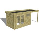 Abri fran�ais - abri de jardin bois pin autoclave 27mm - 5, 44x2, 14m / 11, 6m2 - bac acier