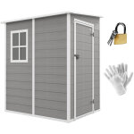 Outsunny - abri de jardin cabanon 1, 54 m² - porte verrouillable, fenêtre, aération - alu. pp gris Outsunny - abri de jardin cabanon 1, 54 m² - porte verrouillable, fenêtre, aération - alu. pp gris