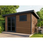 Direct abris - abri de jardin composite alma - 11m2 brun - garanti 20 ans - cabanon de jardin
