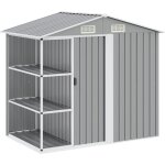 Abri de jardin avec �tag�re gris 205x130x183 cm fer