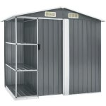 Abri de jardin avec étagère gris 205x130x183 cm fer Abri de jardin avec étagère gris 205x130x183 cm fer