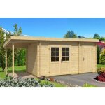 Abri de jardin maria toit en pente avec annexe naturel , 28 mm paisseur paroi 600 x 279 cm
