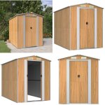 Abri de jardin marron clair 192x274x223 cm acier galvanis - abri de jardin - abri extrieur - rangement ...