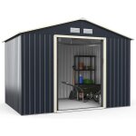 Costway - abri de jardin en mtal 5, 29? - 267 x 181 x 202cm / cabane de jardin - porte coulissante verrouilla ...