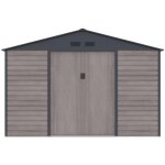 Vente - unique - abri de jardin mtal en acier galvanis effet bois gris 13, 12 m - adelmo