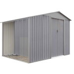 Chalet&jardin - abri de jardin en mtal avec bcher intgr - gris / bois vieilli - 5, 31 m