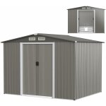 Abri de jardin m�tal ext�rieur 4. 7? acier galvanis� avec fondation, toit pench�, 4 persiennes, double ...