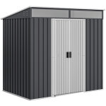 Abri de jardin m�tal galvanis� 6, 5x4ft avec fondation & portes coulissantes - gris