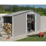 Trigano - abri de jardin métal gris châtaigne avec bûcher 6 m² + kit d'ancrage Trigano - abri de jardin métal gris châtaigne avec bûcher 6 m² + kit d'ancrage