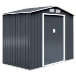 Abri de jardin en metal avec portes - cabane à outils(5, 3m², avec base, gris - toit traditionnel) - ... Abri de jardin en metal avec portes - cabane à outils(5, 3m², avec base, gris - toit traditionnel) - ...