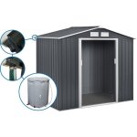 Abri de jardin mtal -  vegas  - 5. 29 m avec gouttire et rcuprateur d'eau - gris