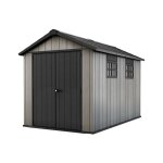 Abri de jardin oakland 7511 en résine durable à haut plafond, double portes, texture bois, gris - 7, ... Abri de jardin oakland 7511 en résine durable à haut plafond, double portes, texture bois, gris - 7, ...