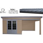 Green outside - abri de jardin - pool house aluminium et composite 6x3 toit plat contemporain - moderne ...