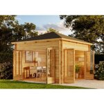 Alpholz - abri de jardin sunshine iso avec grande porte - fentre marron imprgn, 40 mm paisseur paroi ...