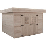 Habrita - abri kemper mono pente 11, 36 m ? pica massif 28 mm ? bac acier ? sans plancher