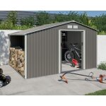Abri mtal gris chtaigne avec bcher 8, 13 m + kit d'ancrage