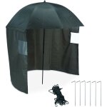 Abri de pche avec paroi latrale, mcanisme  bascule, piquets & sac transport, tente, parapluie, vert ...