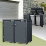 Abri de poubelle, pour 2 conteneurs  ordures, 240l, 132x80x116, 3 cm, acier, anthracite, conteneur avec ...