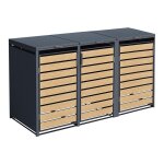 Vivol - abri de poubelles - 3 conteneurs - aspect bois
