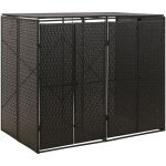 Maison chic - abri pour poubelle cache - poubelle double noir 140x80x117 cm r�sine tress�e 31877