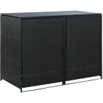 The living store - abris pour poubelle double r�sine tress�e noir 148x80x111 cm - abri poubelle - abri ...