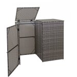 Dcoshop26 - abri de poubelles extrieur conteneurs  ordures jusqu' 2 bacs avec couvercle en poly rotin ...