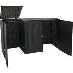 Abri de poubelles ext�rieur conteneurs � ordures avec couvercle jusqu'� 3 bacs en poly rotin noir 3x120 ...