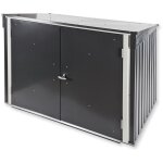 Cache - poubelle m�tallique 2 x 240 litres ? dimensions 154 x 97 x 115 cm ? r�sistant aux intemp�ries ...