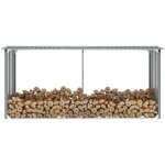 Abri stockage b�ches ext�rieur gris 330x92x153 . id�al rangement bois de chauffage