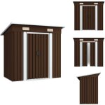 Abri de stockage pour jardin marron 194x121x181 cm acier - abri de jardin - abri de rangement - cabane ...