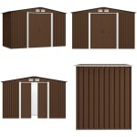Abri de stockage pour jardin marron 257x205x178 cm acier - abri de jardin - abri de rangement - cabane ...