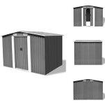 Abri de stockage pour jardin m�tal gris 257x205x178 cm - abri de jardin - abri m�tallique - rangement ...