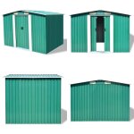 Abri de stockage pour jardin mtal vert 257 x 205 x 178 cm - abri de jardin - abri mtallique - rangement ...