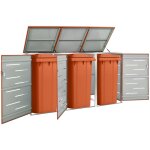 Abcrital - abri pour trois poubelles 207x77, 5x112, 5 cm inox - the living store - orange