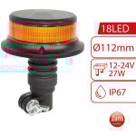 Gyrophare led sur tige homologu 12v - 24v