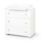 Commode � 3 tiroirs en bois avec plan de change - blanc - l 80 x l 81 x p 48 cm - collection karolina ...