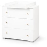Commode � 3 tiroirs en bois avec plan de change - blanc - l 80 x l 81 x p 48 cm - collection karolina ...