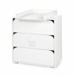Ac - deco - commode nel cloud  3 tiroirs + plan de change - blanc avec motif nuage - l 80 x h 83 x p ...