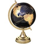 Ac - deco - globe terrestre avec socle dor� de 20 cm de diam�tre et 33 cm de hauteur, finition noire ...