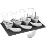 Ac - deco - plateau apro en ardoise de 17 pices avec verrines, coupelles, ramequins et cuillres ? ...