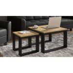 Ac - deco - table basse double nuka m ? set de 2 tables de salon 60x60x40 cm, 38x38x36 cm, table d'appoint, ...