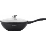 Ac - deco - wok avec couvercle - revtement effet marbre - d 28 cm - noir - livraison gratuite