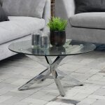 Ac design furniture - table basse ronde 82x82x40 cm en verre et métal chromé - buggio Ac design furniture - table basse ronde 82x82x40 cm en verre et métal chromé - buggio