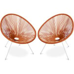 Privatefloor - pack fauteuil acapulco - pi�tement blanc x2 - nouvelle �dition orange