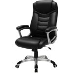 Acaza - fauteuil de bureau manager design et luxueux - simili cuir - usage intensif - noir