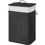 Panier � linge en bambou, pliable avec sac amovible, lavable, noir