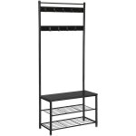 Acaza� porte - manteau sur pied avec 9 crochets et porte - chaussures - porte - armoire - 70x32x175cm ...