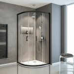 Accès d'angle arrondi avec portes de douche coulissantes, verre 5 mm transparent anticalcaire, profilé ... Accès d'angle arrondi avec portes de douche coulissantes, verre 5 mm transparent anticalcaire, profilé ...