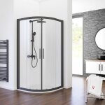 Accès d'angle arrondi avec portes de douche coulissantes, verre 6 mm transparent, profilé noir, sunny ... Accès d'angle arrondi avec portes de douche coulissantes, verre 6 mm transparent, profilé noir, sunny ...